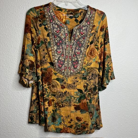 Soft Surroundings Stunning Jewel Tone Floral Boho Tunic Top Size Small - Picture 13 of 13
